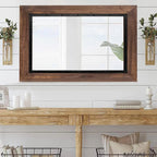 Solid Wood And Iron Framed Wall Mirror - 26 in x 18 in, 32 in x 24 in, 40 in x 26 in, 48 in x 30 in, 53 in x 28 in