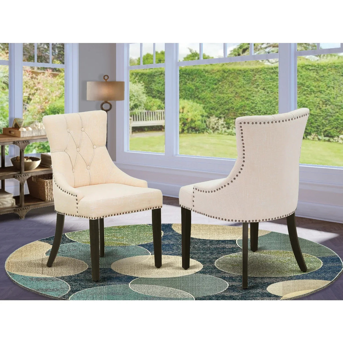 HomeStock Parson Chair With Black Leg And Linen Fabric Light Beige - Frp1T02