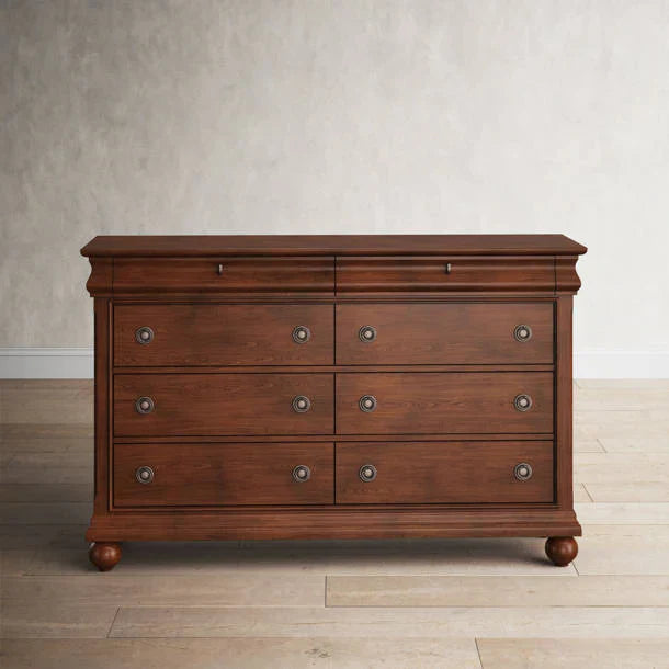 8 Drawer 64in W Double Dresser With Mirror - 80in H x 18in D