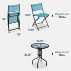 Best Choice Products 3-Piece Patio Bistro Dining Set With Glass Tabletop And Folding Chairs - Gray