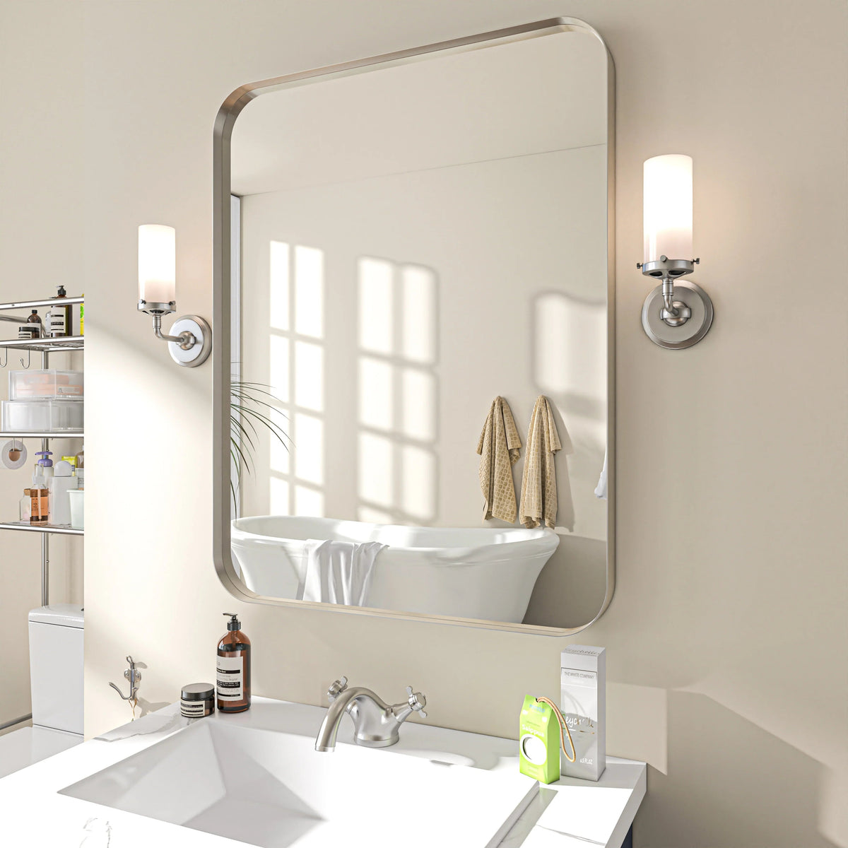 Aluminum Alloy Rounded Corner Wall Vanity Mirror