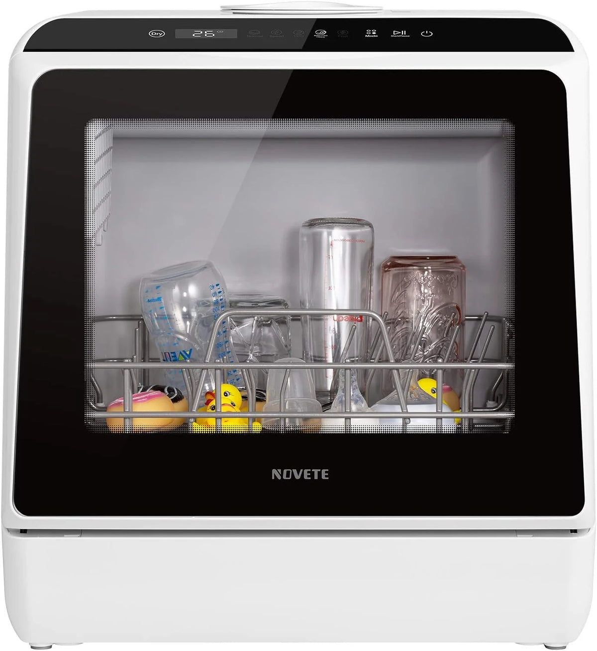 NOVETE Countertop Dishwasher, 5 L Water Tank, 5 Programs, White - TDQR01