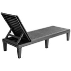 Outdoor Patio Chaise Lounge Chair Recliner - Adjustable 5 Positions, Wood Texture Design