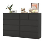 ChVans 9-Drawer Dresser With Charging Station, Black, 63in x 15.7in x 31.5in