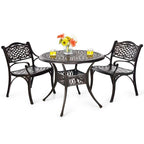 All-Weather Cast Aluminum Outdoor Dining Armchairs With Curved Seats - 2/4 Pcs