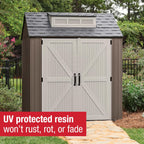 Rubbermaid Resin Outdoor Storage Shed With Floor, 7 x 7 Ft, Gray
