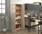 Solid Wood Freestanding Pantry Storage Cabinet With 2 Doors And 3 Adjustable Shelves