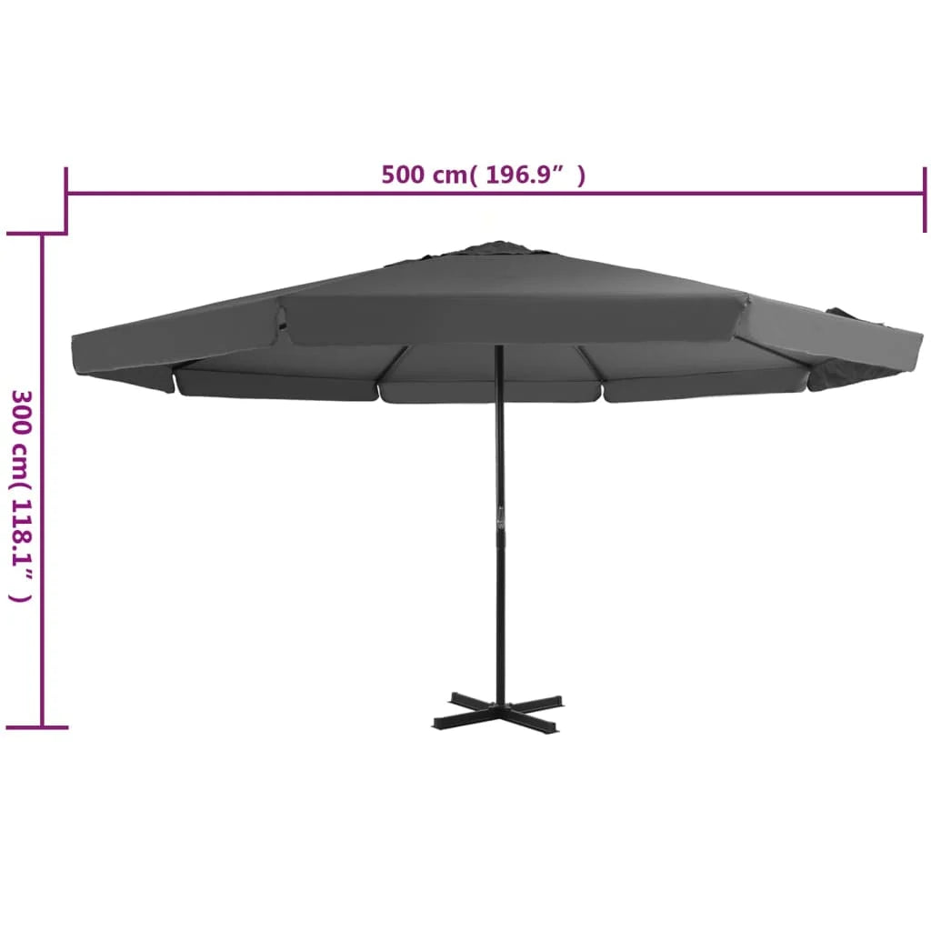 vidaXL Garden Parasol, Azure Blue Polyester With PA Coating, 196.9in x 118.1in