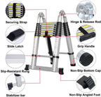 Bowoshen Telescopic Ladder 16.5 ft Aluminum 8 x 2 Steps 330 lb
