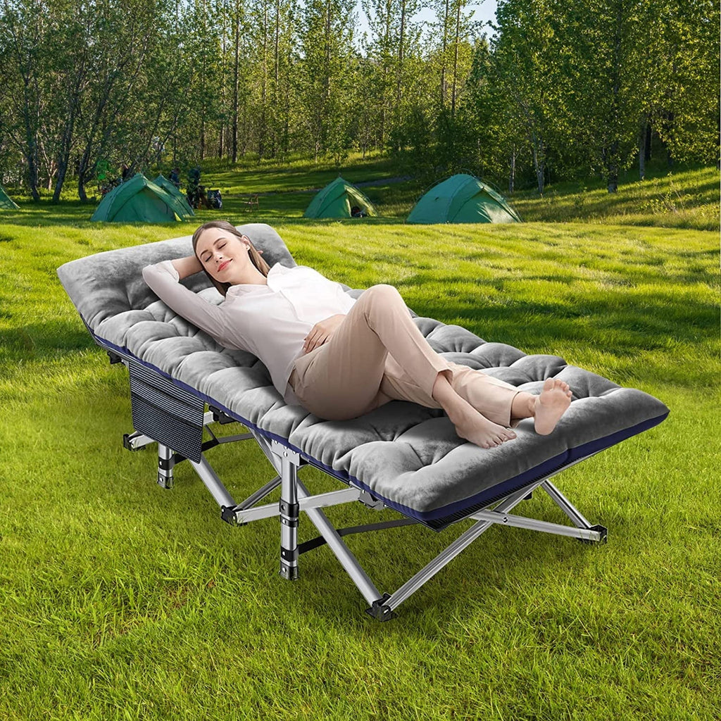 Slsy Folding Camping Cot 2 Pack, 75 x 28 x 14 in, 3.3 Inch 2-Sided Mattress - Carry Bag