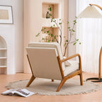 Linen Accent Lounge Chair With Solid Wood Frame, 25.6in D x 34.6in W x 36.6in H