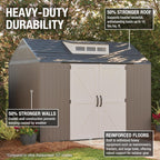 Rubbermaid Resin Outdoor Storage Shed With Floor, 7 x 7 Ft, Gray