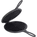 Lehman's Pre-Seasoned Cast Iron Stovetop Waffle Maker, 2 Piece, Makes 7 in Round Waffles