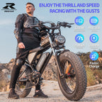 1500W Electric Mountain Bike 48V 20Ah, 20 inch Fat Tires, Shimano 7-Speed, Full Suspension - q20-1500w
