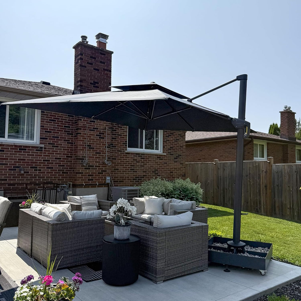 PURPLE LEAF Cantilever Patio Umbrella 10' X 13' Grey