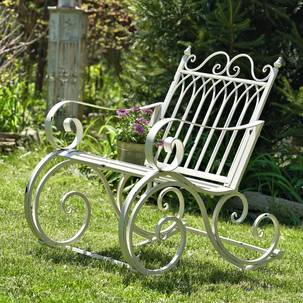 Metal Outdoor Rocking Bench, Bronze, 45 in L x 36 in W x 36 in H