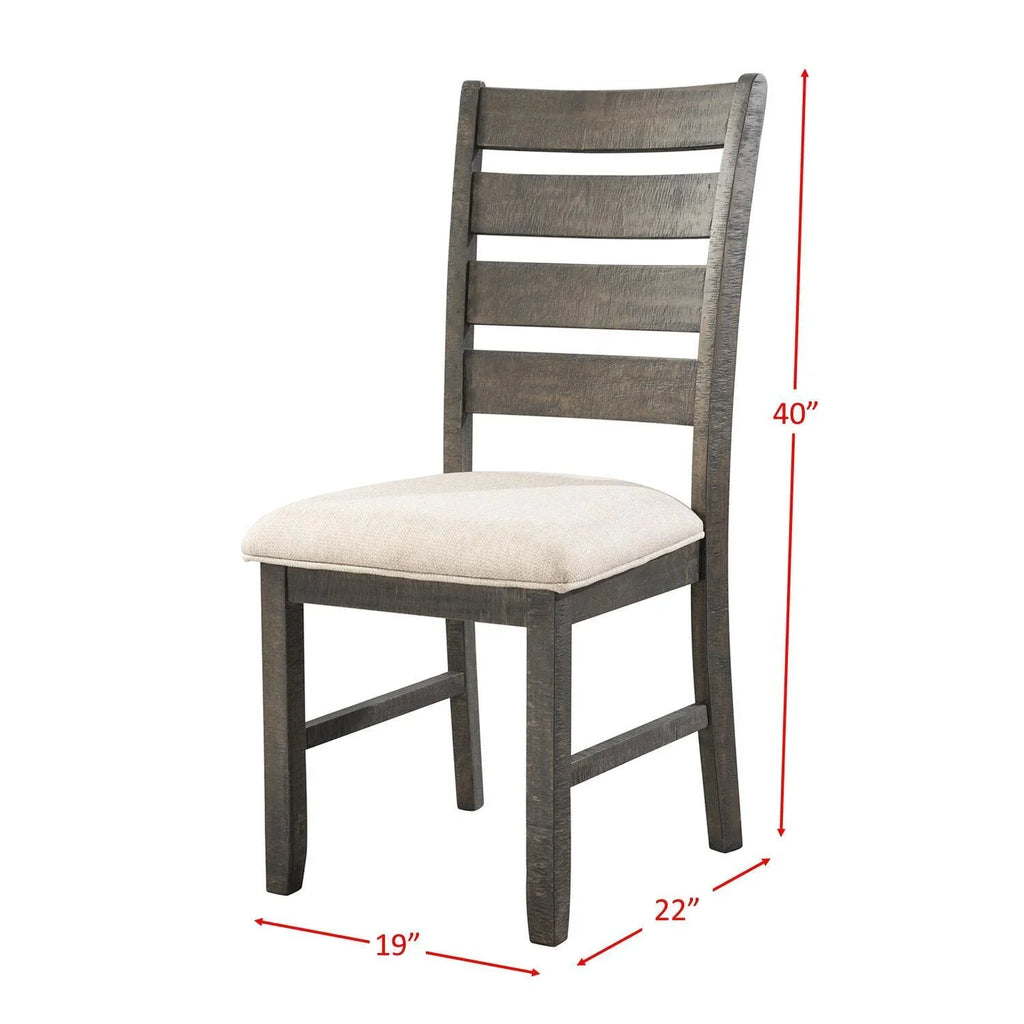HomeStock Rustic Retreat Side Chair Set - Cream Solid Wood Ladder Back