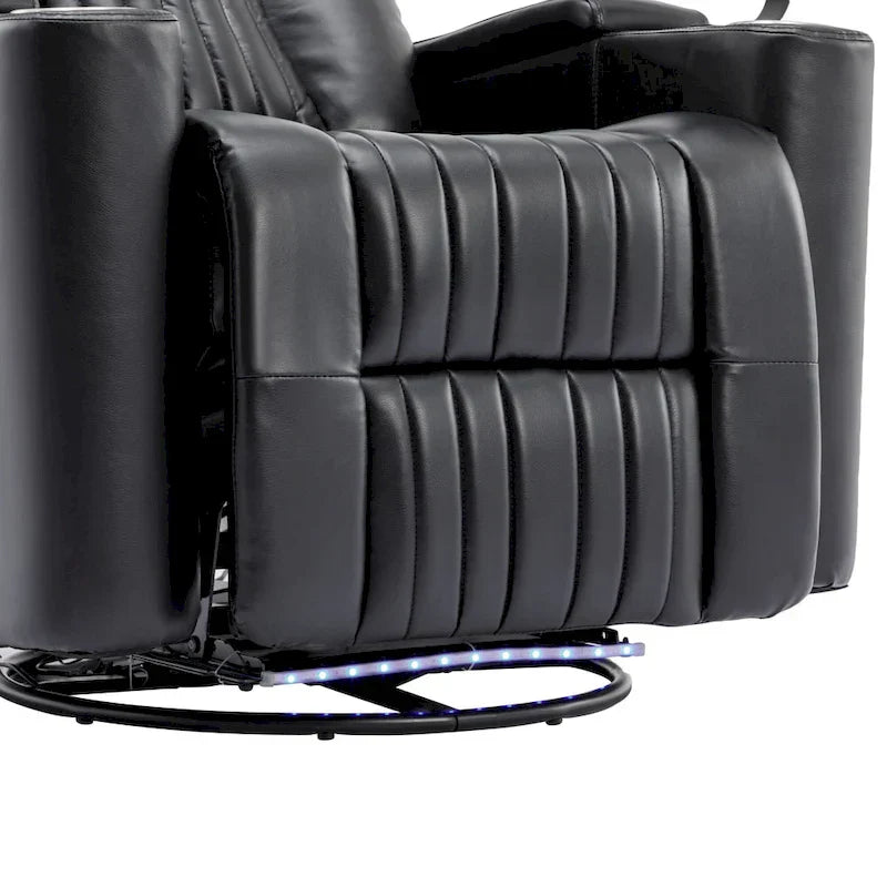 Power Home Theater Recliner Chair, 34.6 D x 38.2 W x 41.4 H, 110-160 Recline, 270 Swivel