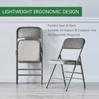 Amazingforless 2-Pack Folding Chairs With Metal Frame, Backrest And Padded Seats - Grey