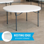 Lifetime 60 Inch Round Commercial Folding Table, Almond - 280435