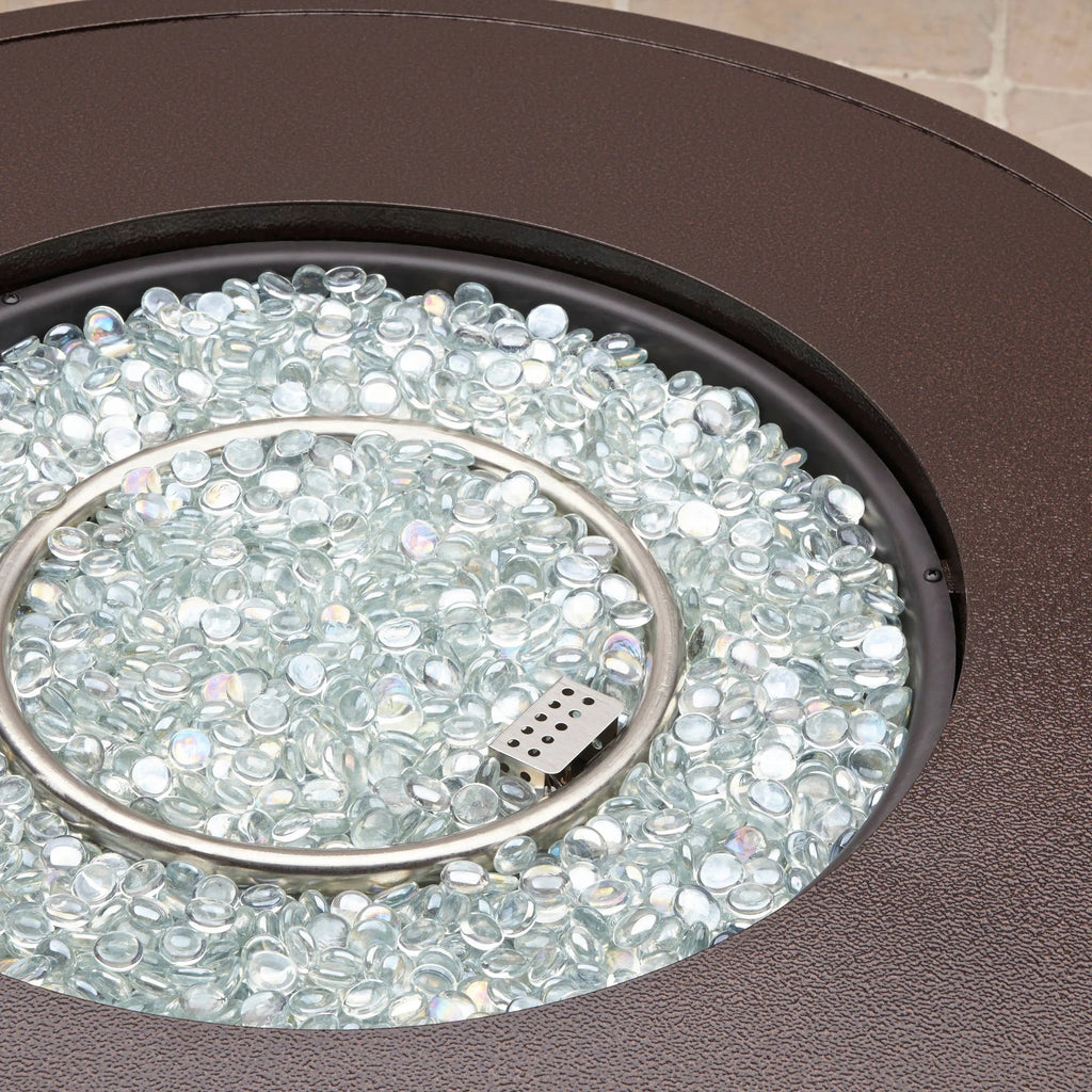 Better Homes & Gardens Propane Gas Fire Pit Table, 37 in Round, 50,000 BTU, Glass Beads, Metal Lid And Protective Cover - Colebrooke