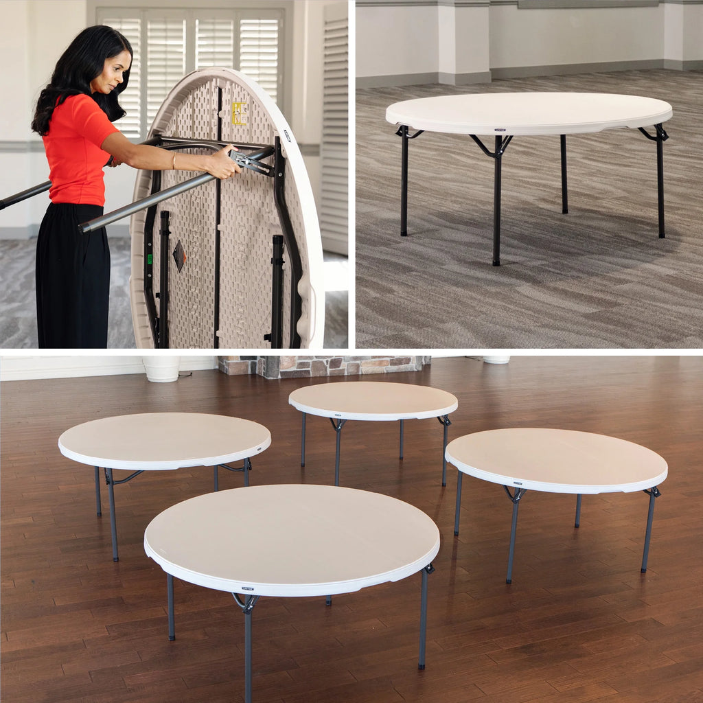 Lifetime 60 Inch Round Commercial Folding Table, Almond - 280435