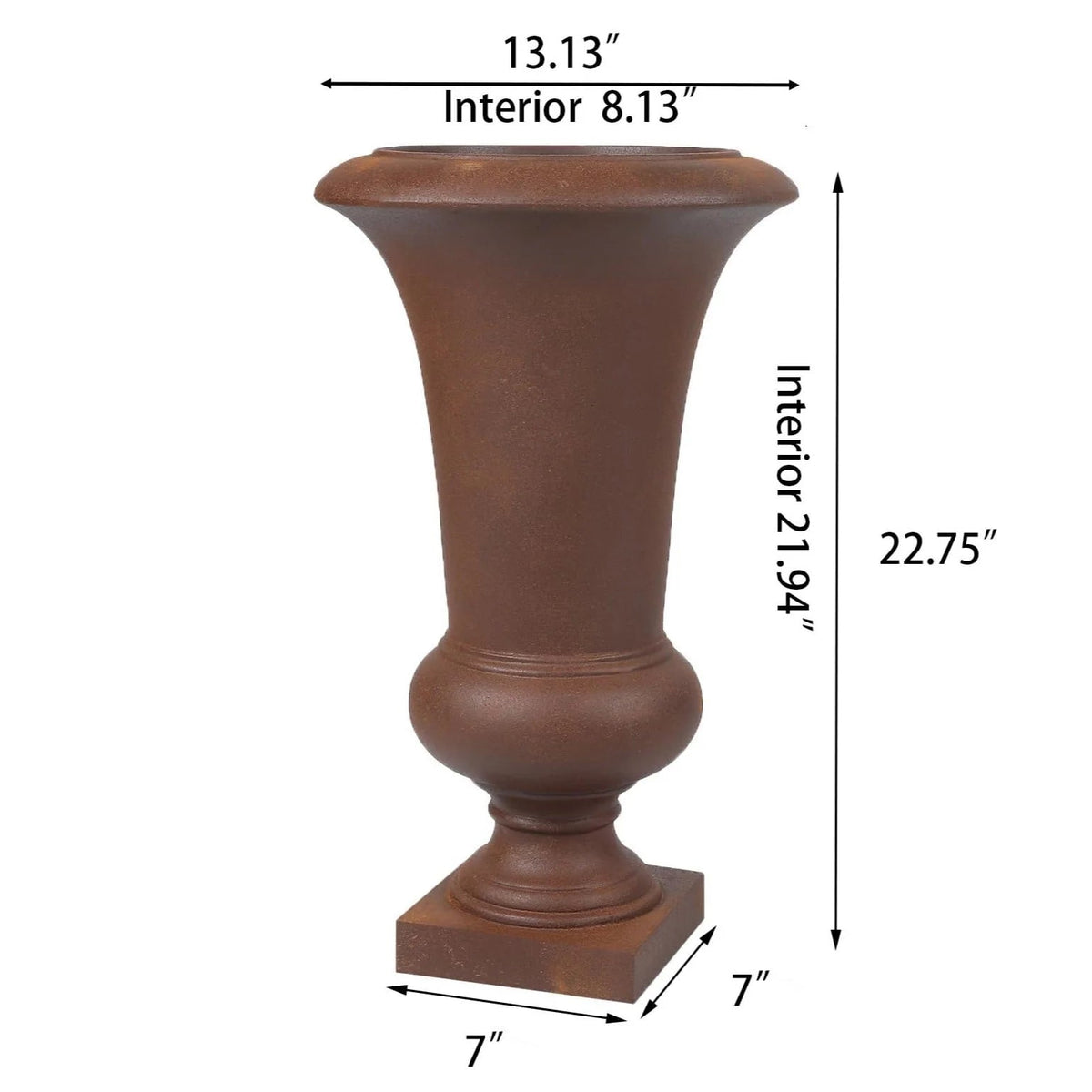 Handmade Fiber Stone Urn Planter Pot, 22.75 in Tall x 13.13 in Diameter