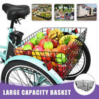Docred 24in Electric Tricycle, 7 Speed 3 Wheel E-Bike With Large Basket, 350W 36V 10.4Ah - 15.5 MPH