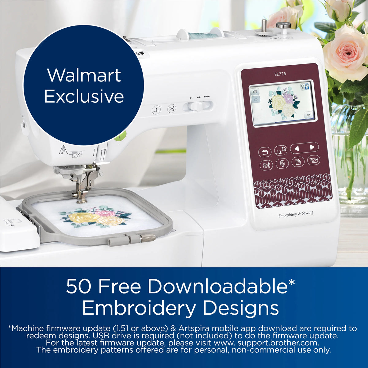 Brother Sewing And Embroidery Machine, 103 Stitches, 135 Designs, 4 in x 4 in - SE725