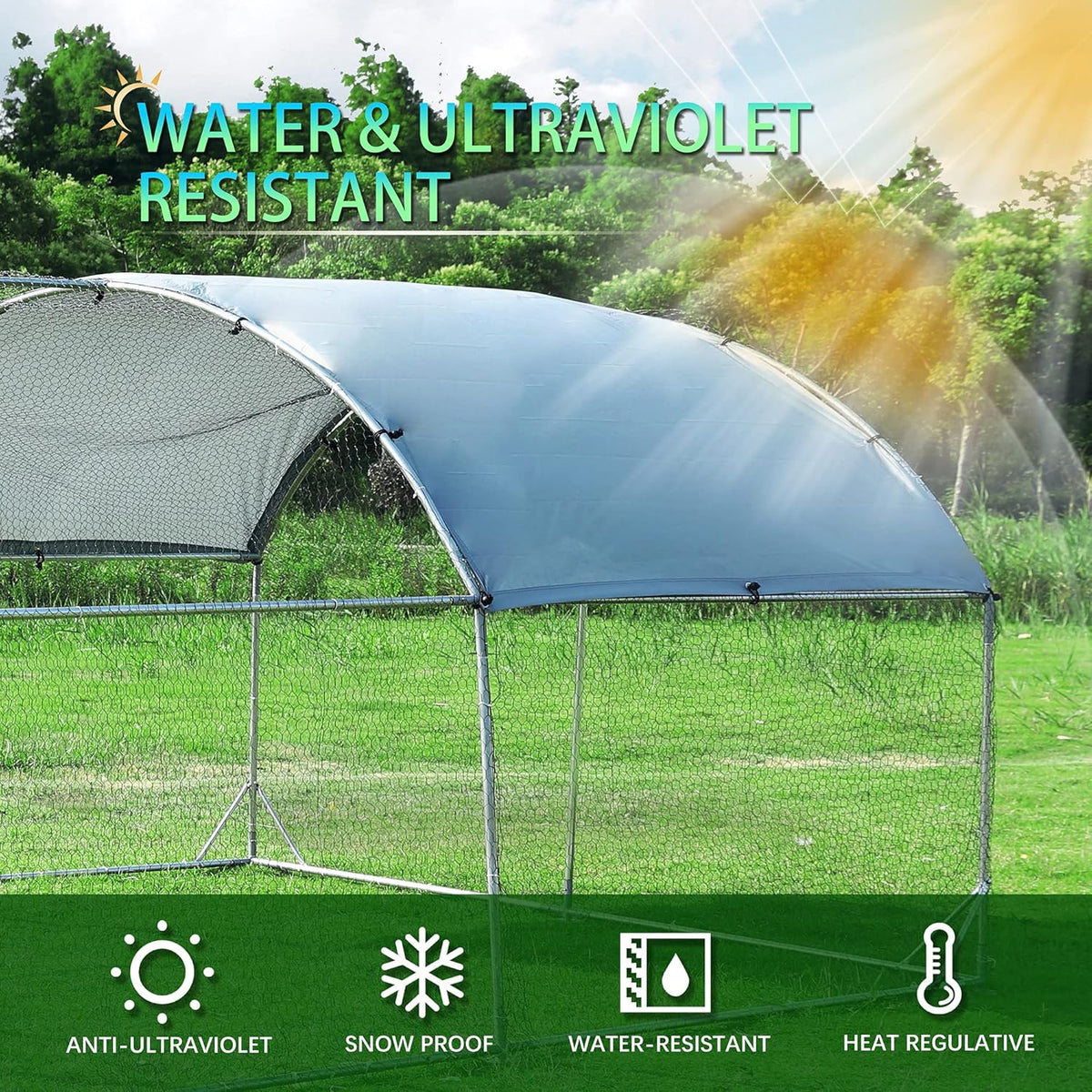 Betterhood Metal Chicken Coop With Cover, 9 ft W x 19 ft L x 6.5 ft H