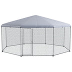PawHut Metal Chicken Coop Run With Waterproof Anti-UV Cover, 17 ft x 15.7 ft x 9 ft