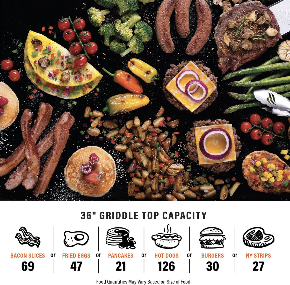 Blackstone 36 in Omnivore Griddle With Folding Side Shelves, Powder Coated Steel, Black - 1554