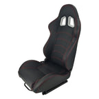 PVC Single Adjuster Double Track Racing Seats, Black - Pair