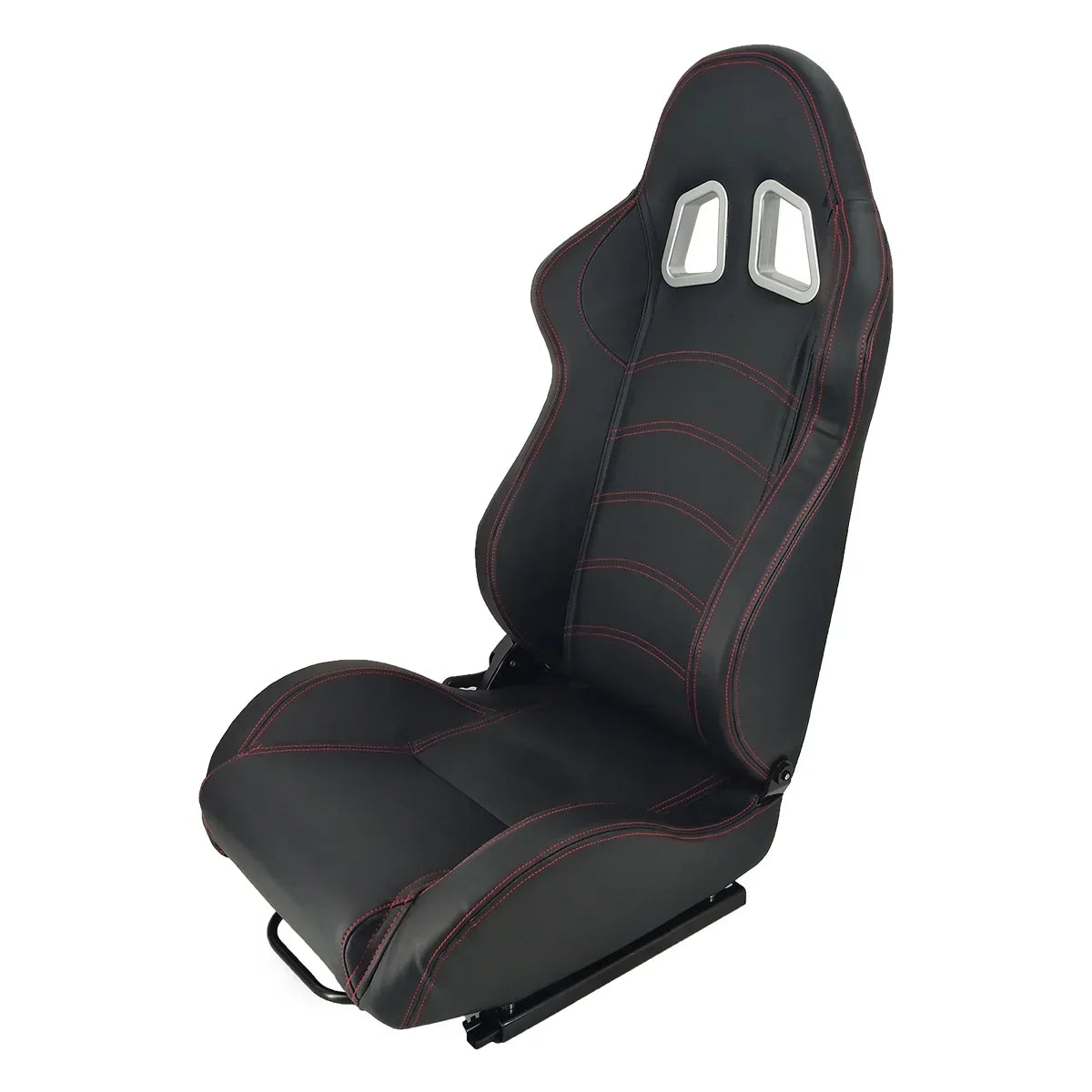 PVC Single Adjuster Double Track Racing Seats, Black - Pair