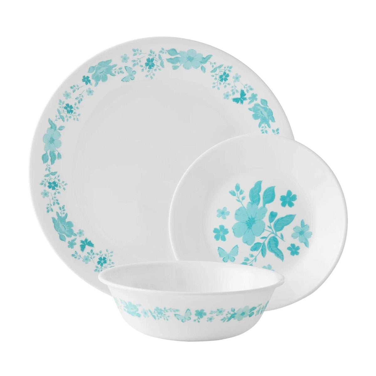 The Pioneer Woman by Corelle Dinnerware Set, 12-Piece, Teal Floral
