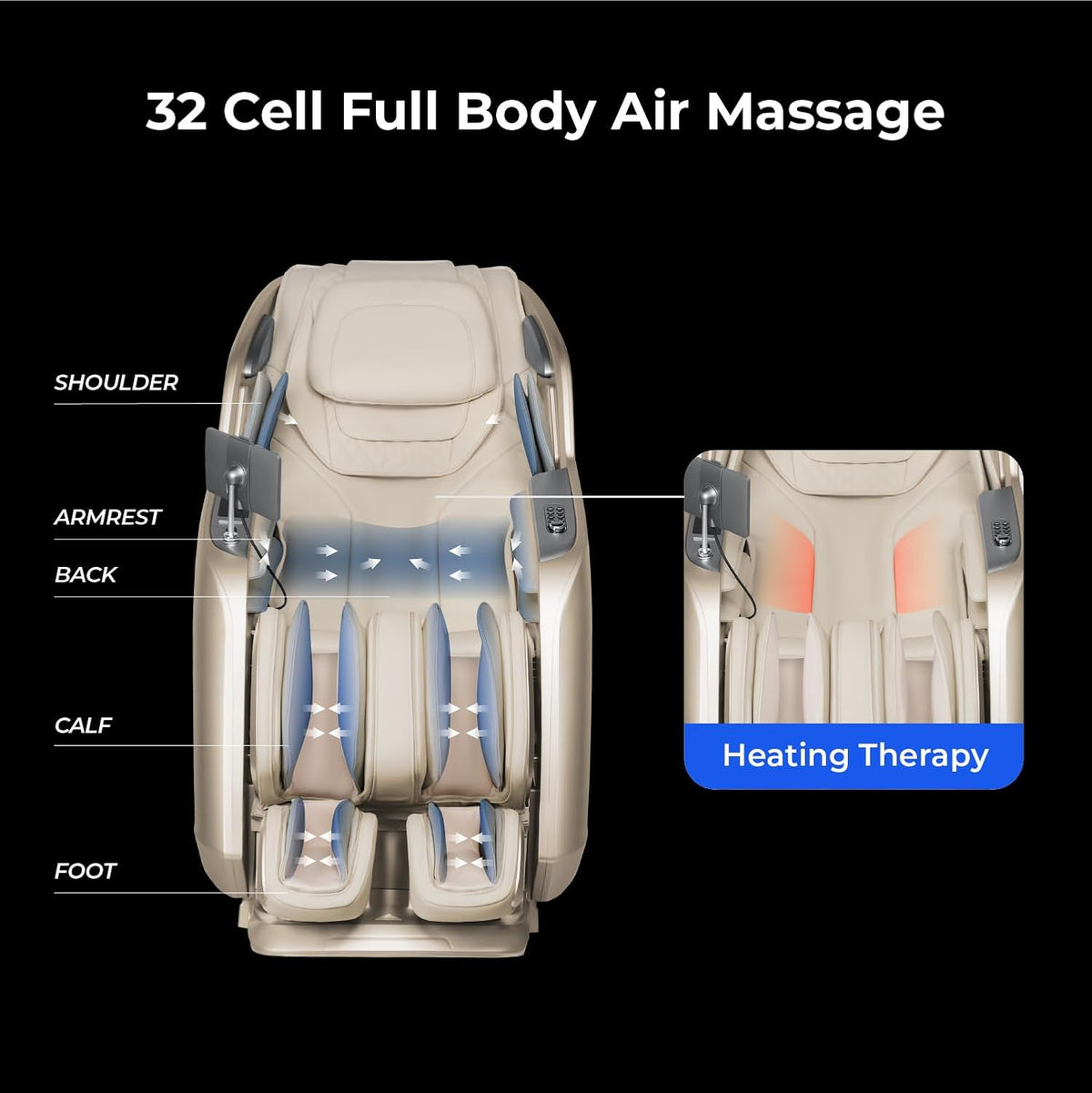 Osaki Full Body Massage Chair With 360 Rotating Footrest, Brown - 4D Achilles