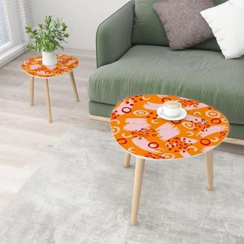 LNSETGC Small Coffee Nesting Tables With Colorful Embroidery Border
