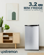 Upstreman 3.2 Cu.Ft. Single Door Mini Refrigerator With Freezer - BR321
