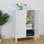 HomGarden 2-Door Bathroom Floor Storage Cabinet With Adjustable Shelves, 11.8in W, White