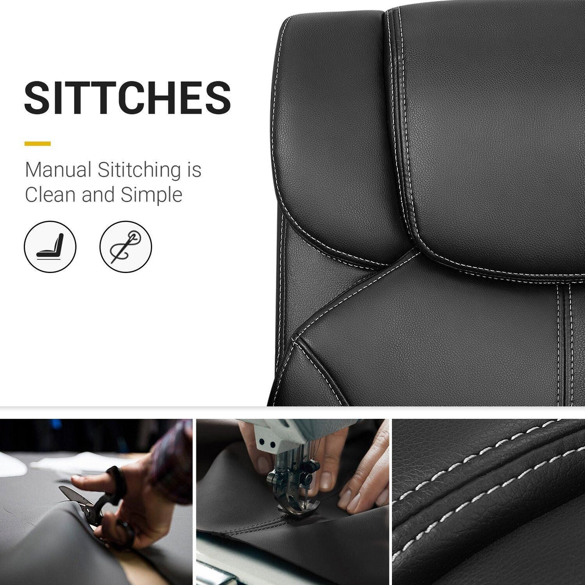 Mid-Back Ergonomic Swivel Office Chair - Black