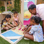 KidKraft Barbie Seaside Wooden Outdoor Playhouse With Attachable Doll Table And Chairs