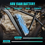 AMYET 26 x 4 Fat Tire Electric Mountain Bike, 48V 15Ah, 7-Speed - EB26