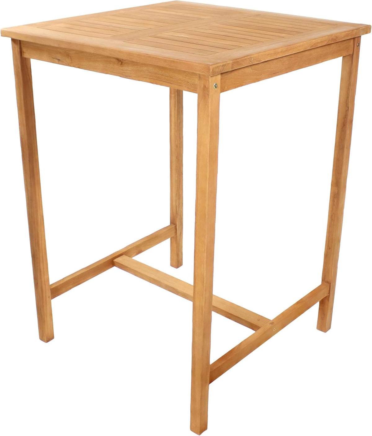 Sunnydaze Solid Teak Wood Square Patio Bar Table, 31.5in W x 31.5in D x 43.5in H
