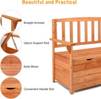 Outvita Outdoor Wood Storage Bench Loveseat With Armrests - 2 Person