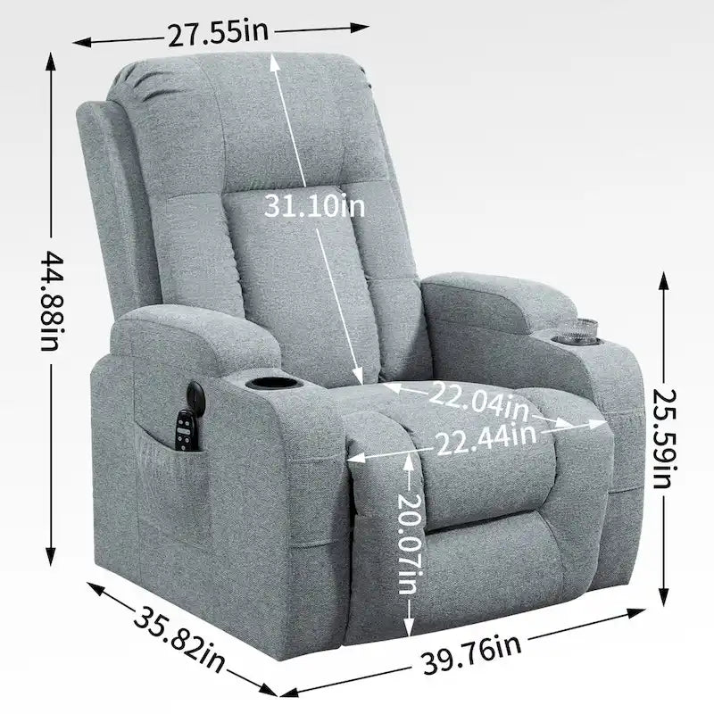 Lazy Boy Power Lift Recliner Chair With Massage, Lumbar Heating, USB Port And Cup Holders - Single Motor