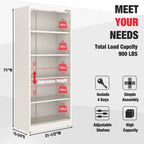 WORKPRO Metal Storage Cabinet With Locking Doors, Adjustable Shelves, Black, 71 Inches Tall - 31-1/2 x 15-3/4 Inch
