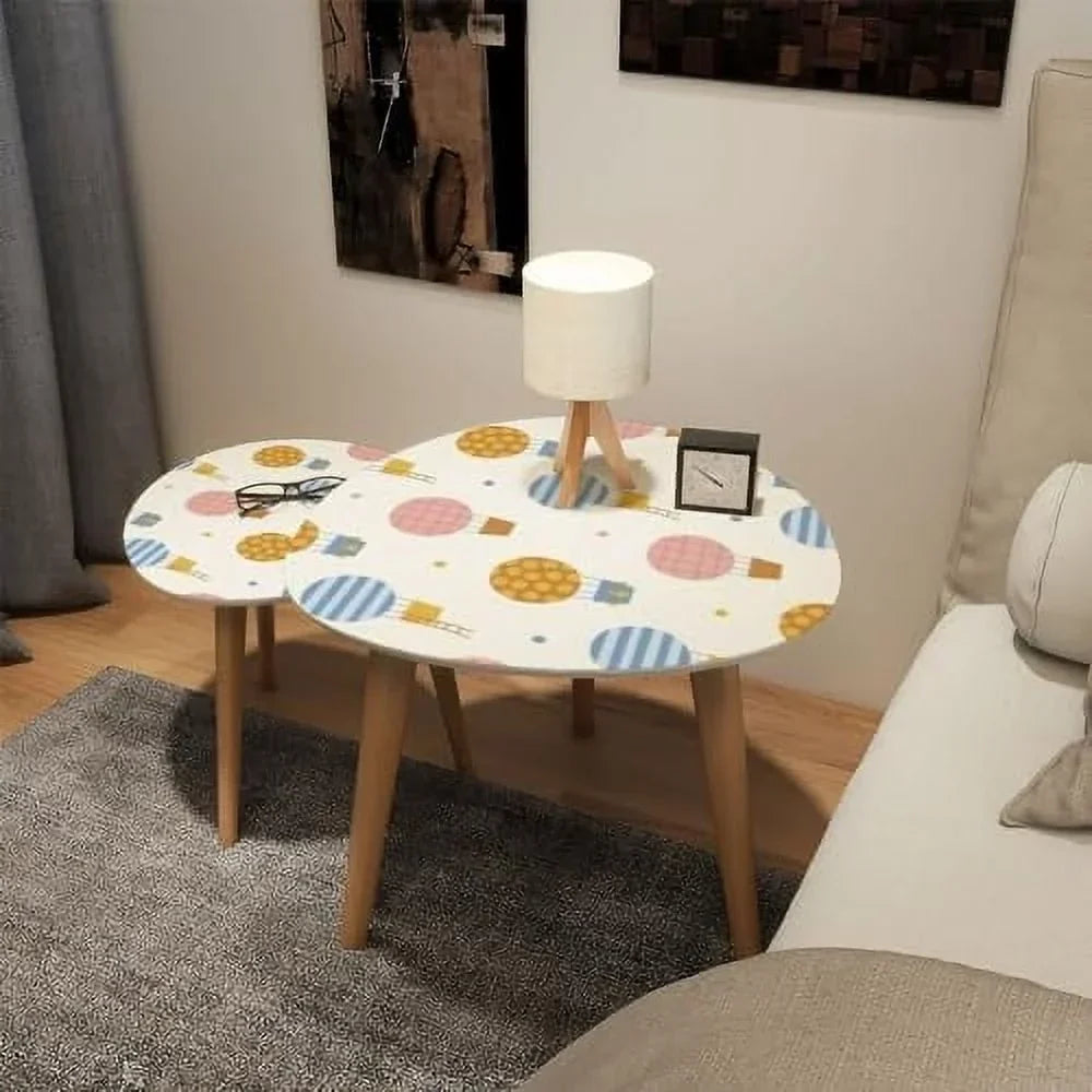 JYHOME Small Nesting Coffee Table - Hot Air Balloons Sky Triangle Pattern