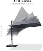 PURPLE LEAF Cantilever Patio Umbrella 9.8' X 9.8' Light Grey