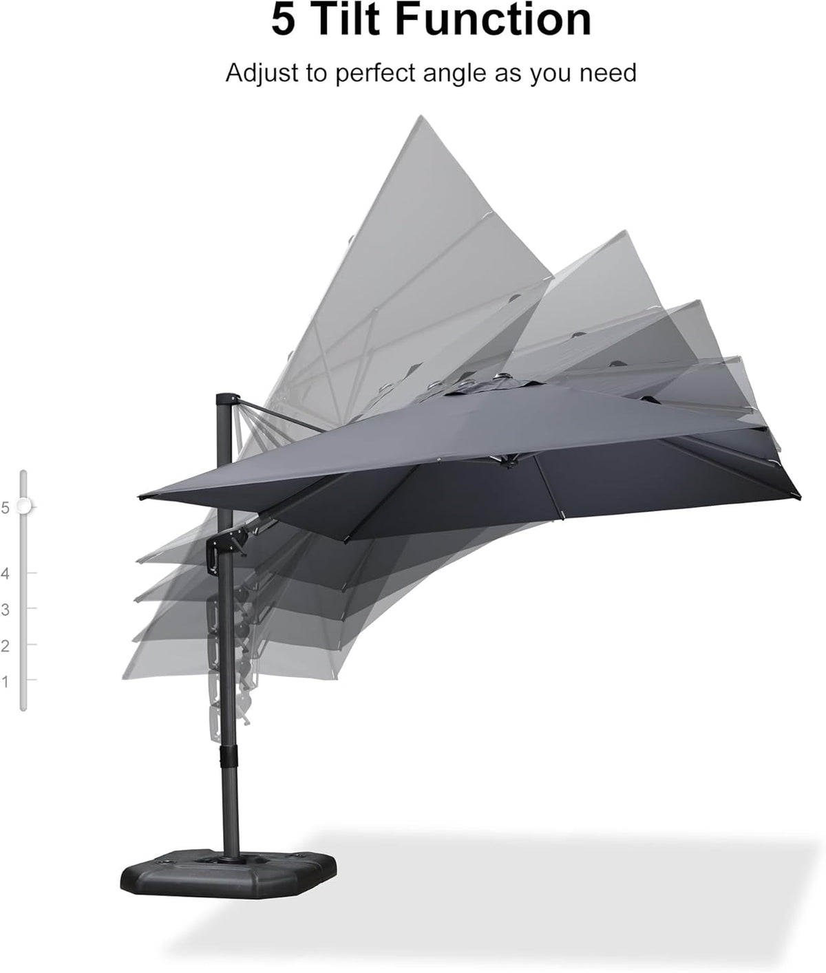 PURPLE LEAF Cantilever Patio Umbrella 9.8' X 9.8' Light Grey
