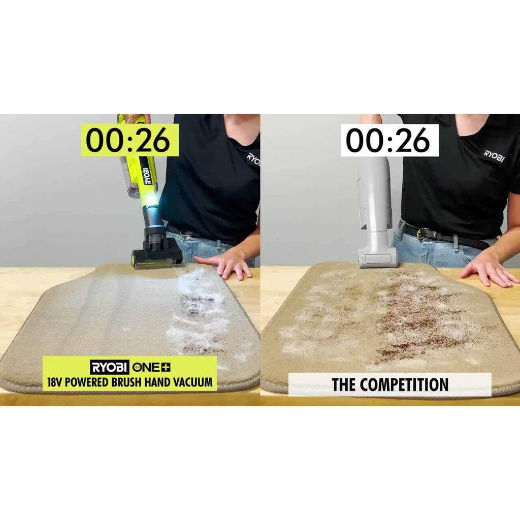 RYOBI ONE+ 18V Cordless Hand Vacuum With Powered Brush Kit With 2.0 Ah
